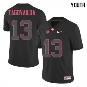 NCAA Youth Alabama Crimson Tide #13 Tua Tagovailoa Stitched College Nike Authentic Black Football Jersey TM17H74TS
